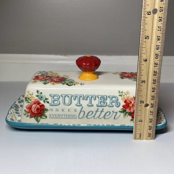 The Pioneer Woman Butter Makes Everything Better Floral Stoneware 2 Pc Dish, NWT - Picture 12 of 12